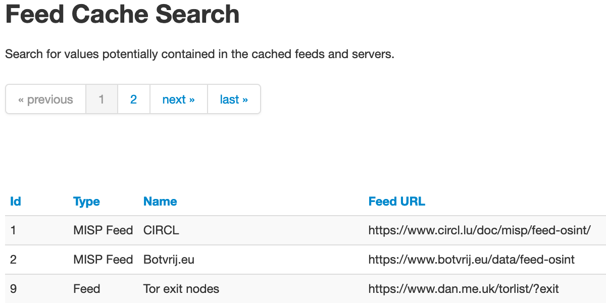 Feed cache search